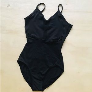Black So Danca ballet leotard with lace sides and a pretty open back